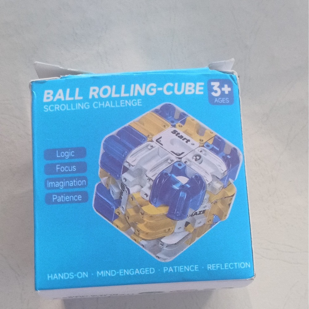 Logic Ball Rolling Maze Puzzle Cube 3x3x3 Plastic Clear Blue Orange 3+
